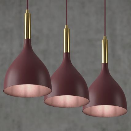 Pendellampa med kabel NOAK 3xE27/15W/230V bordeaux