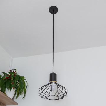 Pendellampa med kabel SOLANO 1xE27/15W/230V svart/guld