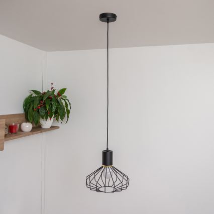 Pendellampa med kabel SOLANO 1xE27/15W/230V svart/guld