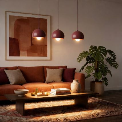 Pendellampa med kabel SOOL 3xE27/15W/230V bordeaux