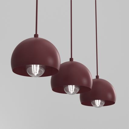 Pendellampa med kabel SOOL 3xE27/15W/230V bordeaux