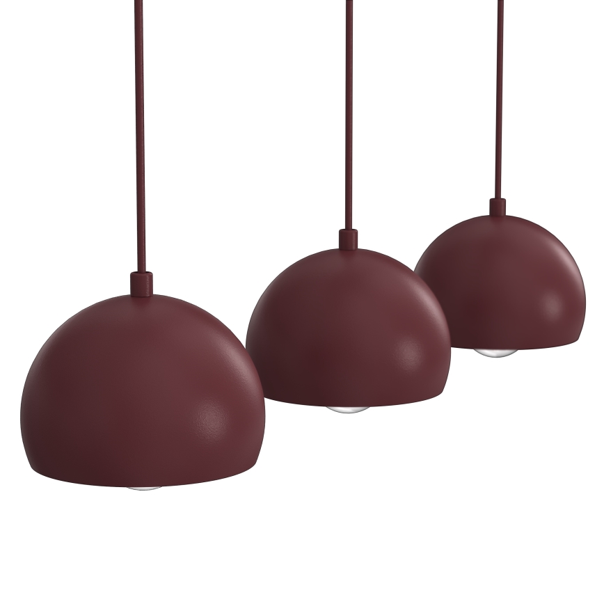 Pendellampa med kabel SOOL 3xE27/15W/230V bordeaux