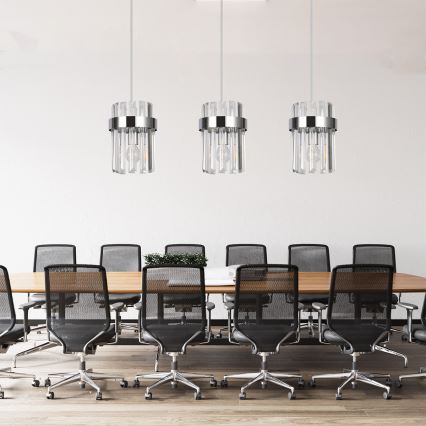 Pendellampa med kabel VETRO 3xE14/10W/230V blank krom