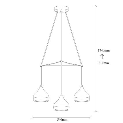 Pendellampa med kabel YILDO 3xE27/40W/230V svart/koppar