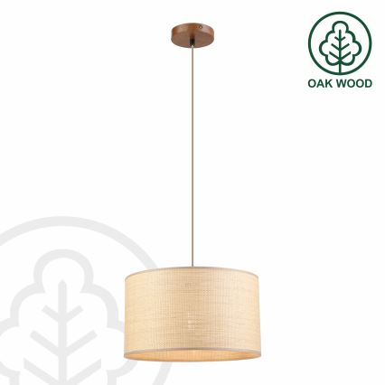 Pendellampa med sladd AIDA 1xE27/15W/230V Ø 35 cm ek/raffia