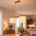 Pendellampa med sladd AIDA 2xE27/15W/230V Ø 35 cm ek/krämvit