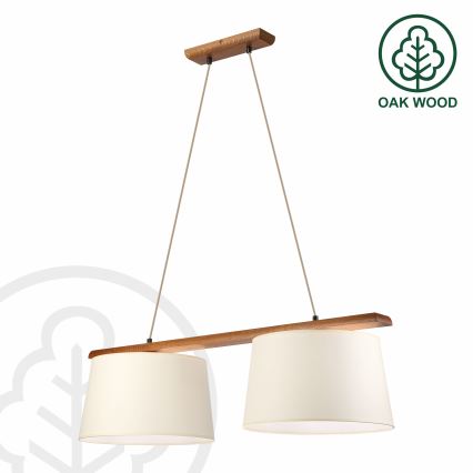 Pendellampa med sladd AIDA 2xE27/15W/230V Ø 35 cm ek/krämvit