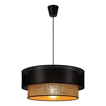 Pendellampa med sladd BORHO 1xE27/60W/230V Ø 40 cm svart/jute