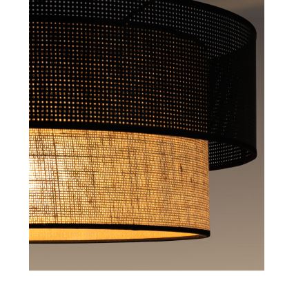 Pendellampa med sladd BORHO 1xE27/60W/230V Ø 40 cm svart/jute
