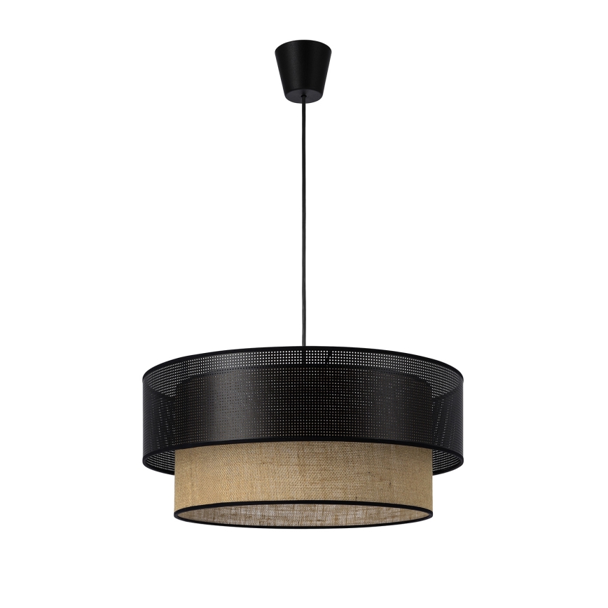 Pendellampa med sladd BORHO 1xE27/60W/230V Ø 40 cm svart/jute
