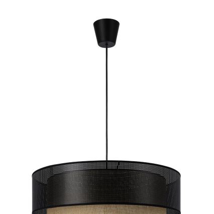 Pendellampa med sladd BORHO 1xE27/60W/230V Ø 40 cm svart/jute