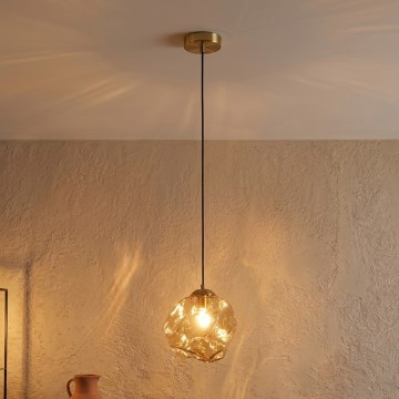 Pendellampa med sladd CRISTAL 1xE14/15W/230V mässing/rökig beige