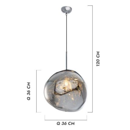 Pendellampa med sladd CRUMPLED 1xE27/24W/230V Ø 26 cm kopparfärgad