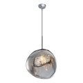 Pendellampa med sladd CRUMPLED 1xE27/24W/230V Ø 36 cm rökfärgad