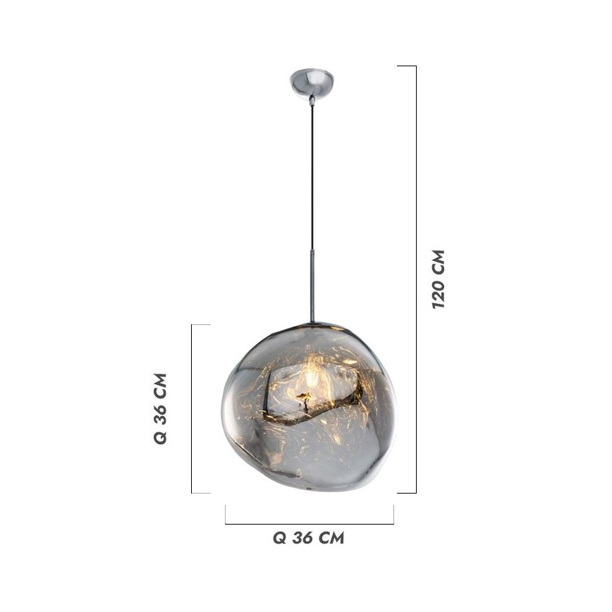 Pendellampa med sladd CRUMPLED 1xE27/24W/230V Ø 36 cm rökfärgad