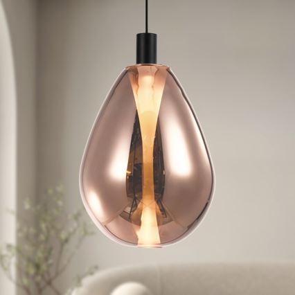 Pendellampa med sladd DENSO 1xGU10/10W/230V Ø 30 cm koppar/svart