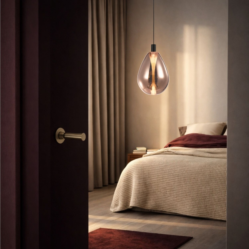 Pendellampa med sladd DENSO 1xGU10/10W/230V Ø 30 cm koppar/svart