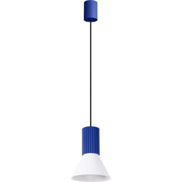 Pendellampa med sladd ESTRIA 1xE14/10W/230V Ø 14 cm blå