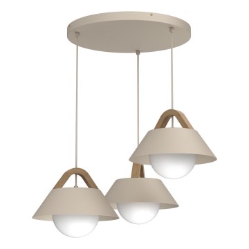 Pendellampa med sladd FUNDA 3xE27/15W/230V beige