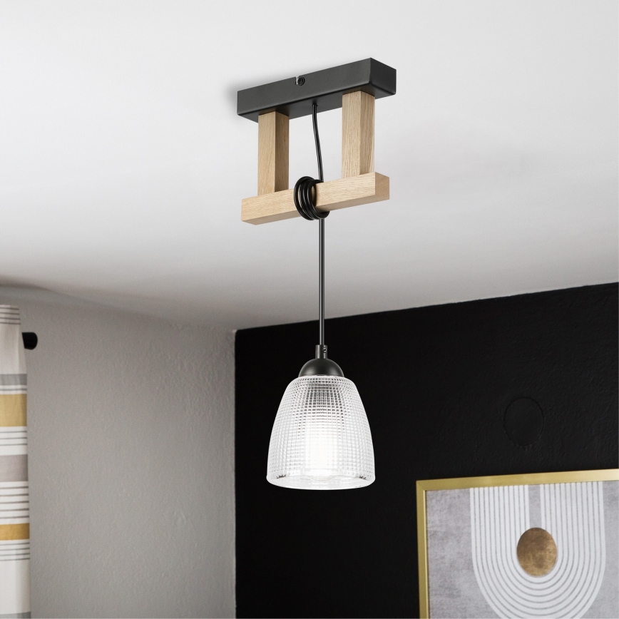 Pendellampa med sladd LEANDRA 1xE27/15W/230V ek/svart
