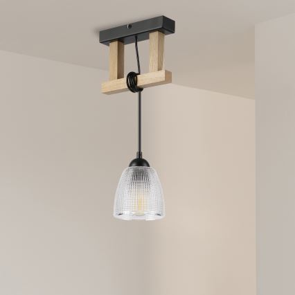 Pendellampa med sladd LEANDRA 1xE27/15W/230V ek/svart