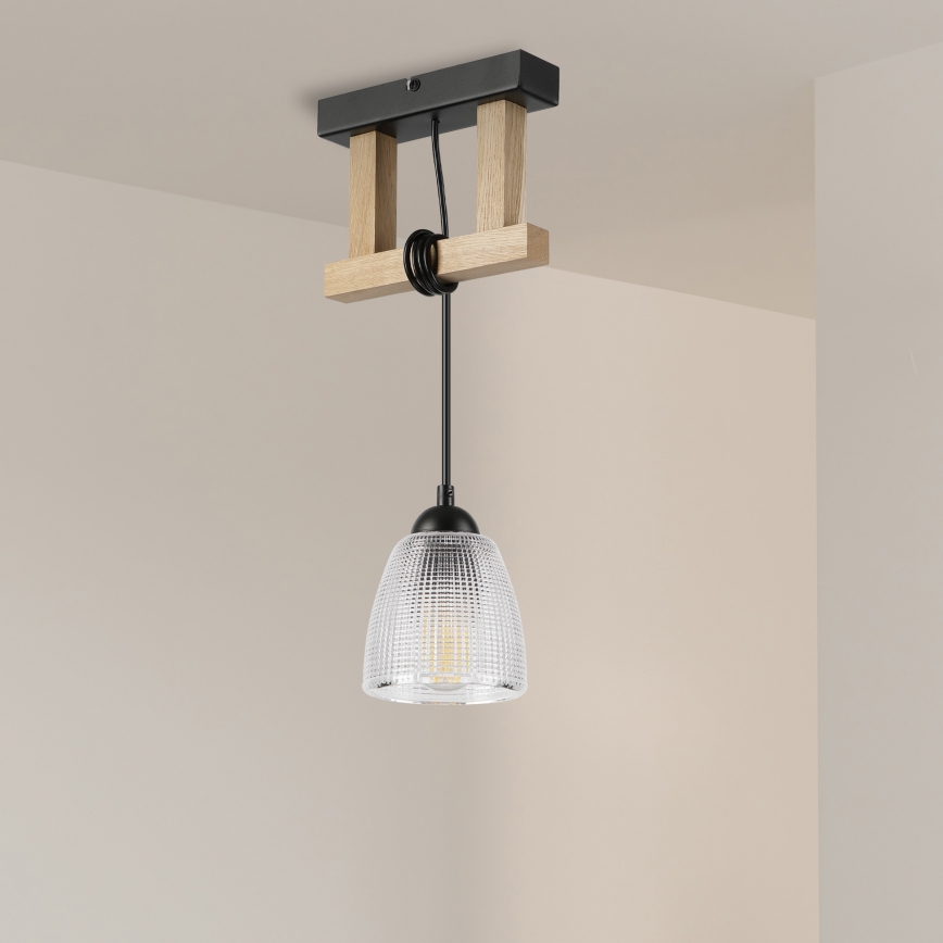 Pendellampa med sladd LEANDRA 1xE27/15W/230V ek/svart