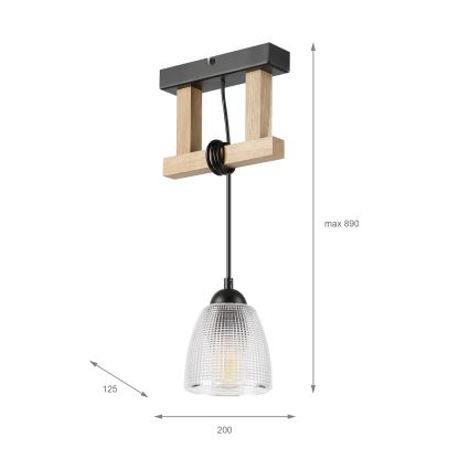 Pendellampa med sladd LEANDRA 1xE27/15W/230V ek/svart