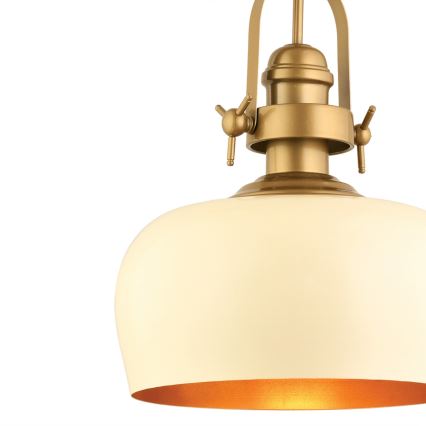 Pendellampa med sladd MONZA 1xE27/40W/230V Ø 30 cm krämvit/bronsfärgad