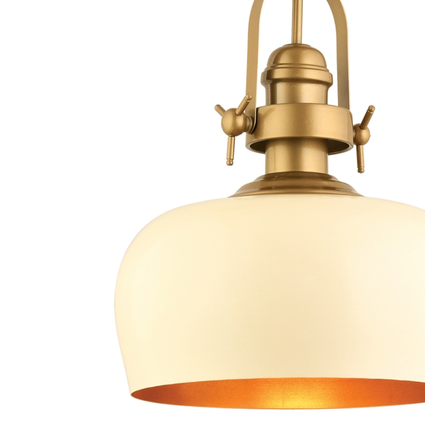 Pendellampa med sladd MONZA 1xE27/40W/230V Ø 30 cm krämvit/bronsfärgad