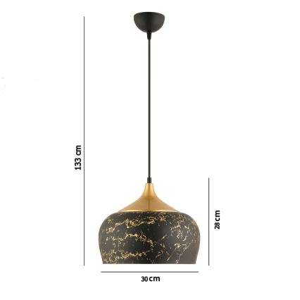 Pendellampa med sladd MONZA 1xE27/40W/230V Ø 30 cm svart/bronsfärgad