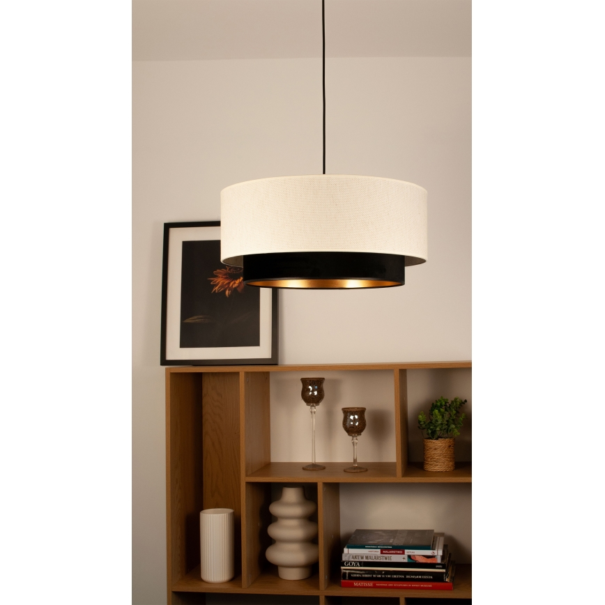 Pendellampa med sladd NATIA 1xE27/60W/230V Ø 45 cm vit/svart