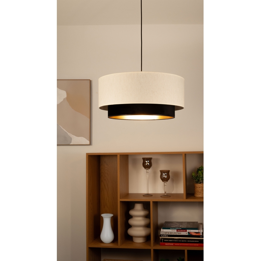 Pendellampa med sladd NATIA 1xE27/60W/230V Ø 45 cm vit/svart