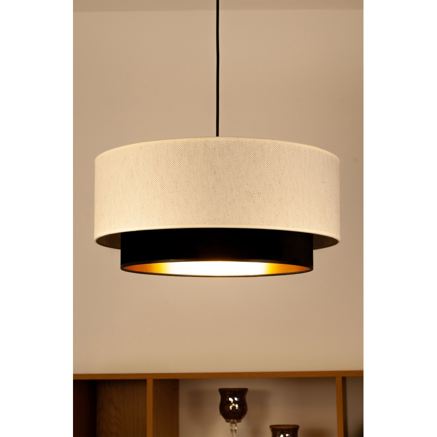 Pendellampa med sladd NATIA 1xE27/60W/230V Ø 45 cm vit/svart