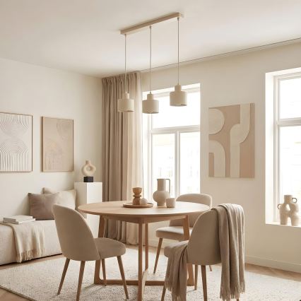 Pendellampa med sladd PARKLA 3xE27/15W/230V beige