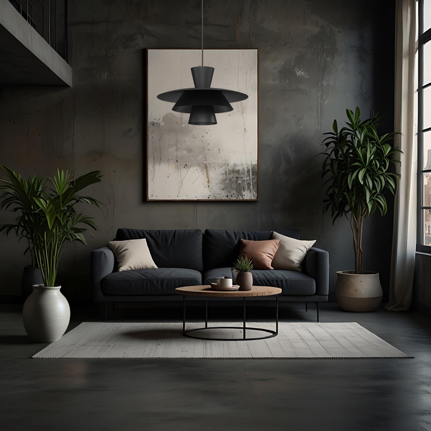 Pendellampa med sladd PLATO 1xE27/15W/230V svart