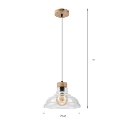 Pendellampa med sladd SINGLE 1xE27/60W/230V Ø 28 cm ek