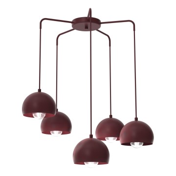 Pendellampa med sladd SOOL 5xE27/15W/230V burgundyröd