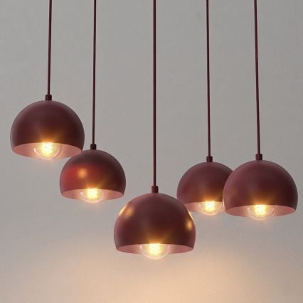 Pendellampa med sladd SOOL 5xE27/15W/230V burgundyröd
