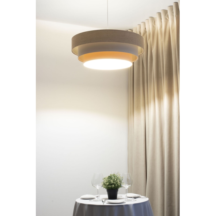 Pendellampa med sladd TRINITI 1xE27/60W/230V Ø 40 cm beige/krämvit