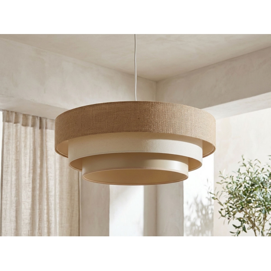 Pendellampa med sladd TRINITI 1xE27/60W/230V Ø 40 cm beige/krämvit