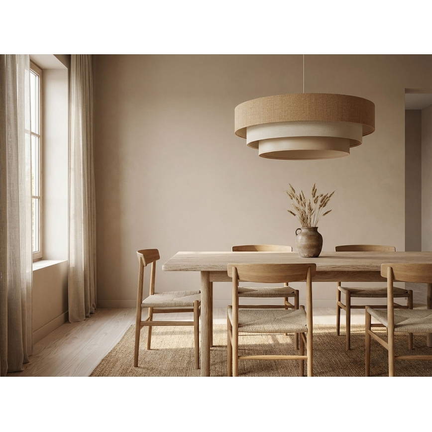 Pendellampa med sladd TRINITI 1xE27/60W/230V Ø 40 cm beige/krämvit