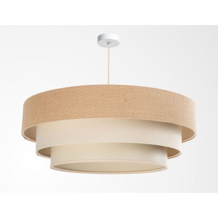 Pendellampa med sladd TRINITI 1xE27/60W/230V Ø 40 cm beige/krämvit