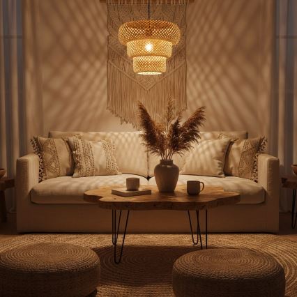 Pendellampa med sladd TULUM 1xE27/15W/230V bambu