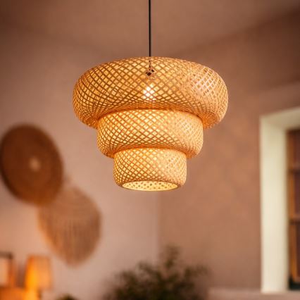 Pendellampa med sladd TULUM 1xE27/15W/230V bambu