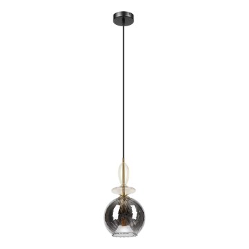 Pendellampa med sladd VELLO 1xE27/15W/230V svart/rökbeige/svart