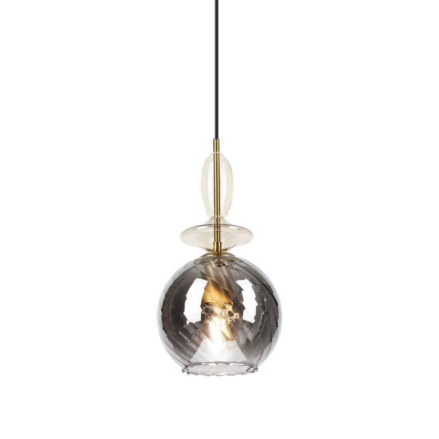 Pendellampa med sladd VELLO 1xE27/15W/230V svart/rökbeige/svart