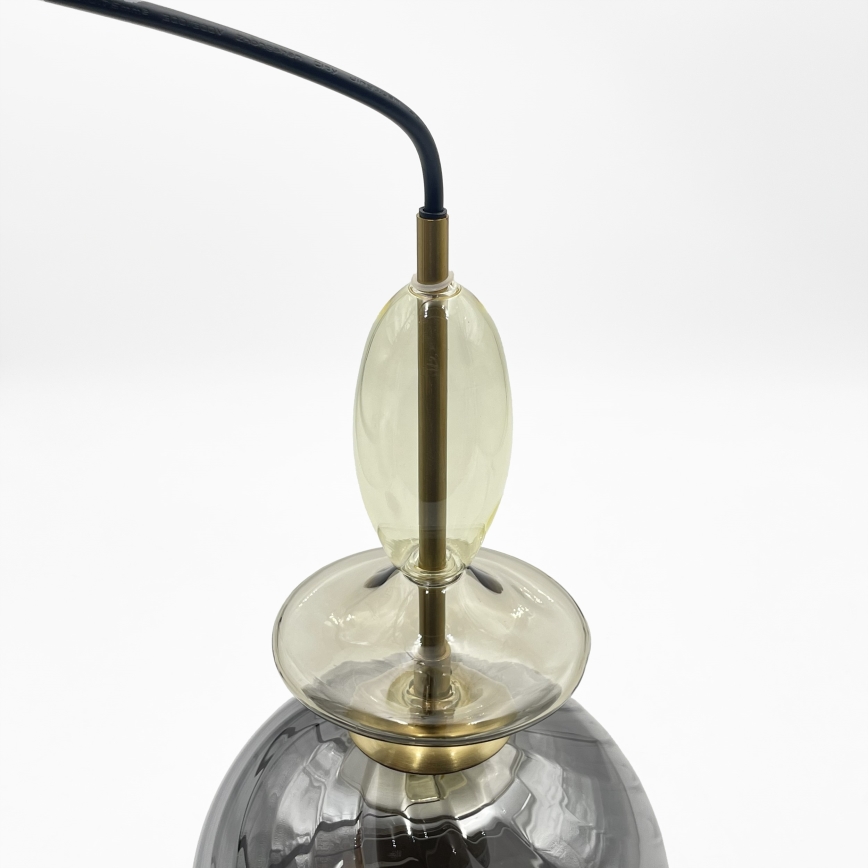 Pendellampa med sladd VELLO 1xE27/15W/230V svart/rökbeige/svart