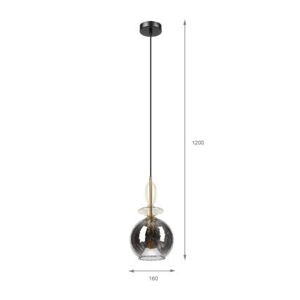 Pendellampa med sladd VELLO 1xE27/15W/230V svart/rökbeige/svart
