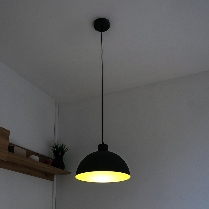 Pendellampa med sladd VESPER 1xE27/15W/230 Ø 18 cm svart/guld