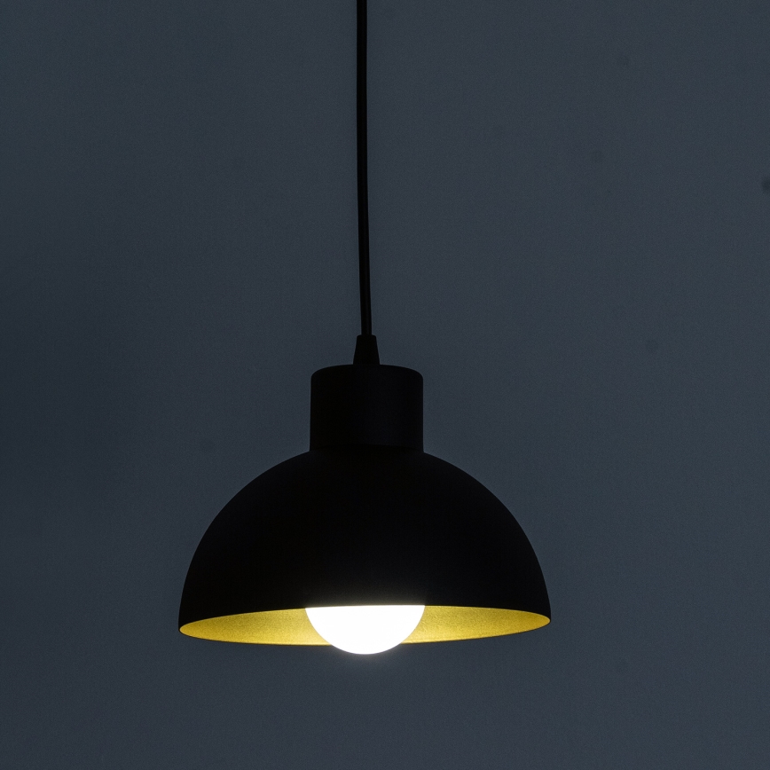 Pendellampa med sladd VESPER 1xE27/15W/230 Ø 18 cm svart/guld